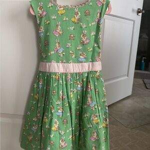 Mini Boden Green Dress with Bunny Print